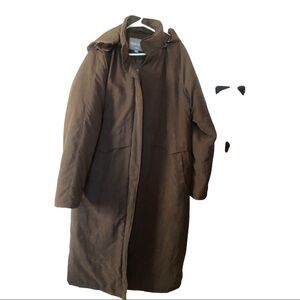 Women’s full-length coat Weather Stoppers By Totes Sz M Brown& fur trim
